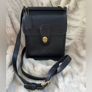 Vintage Coach Black Leather Murphy Crossbody Bag 9930